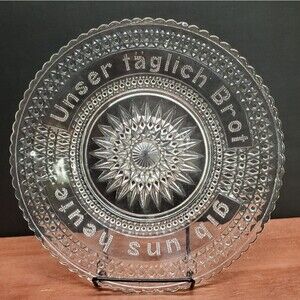 Vintage Glasteller Pressglass German Daily Bread Plate
